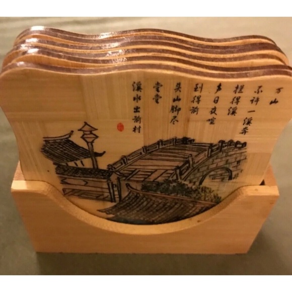 Wooden coasters, Set Of 6 - Picture 2 of 7